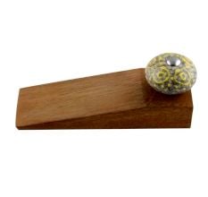 Mixed Circular Crackle Ceramic Wooden Door Stopper